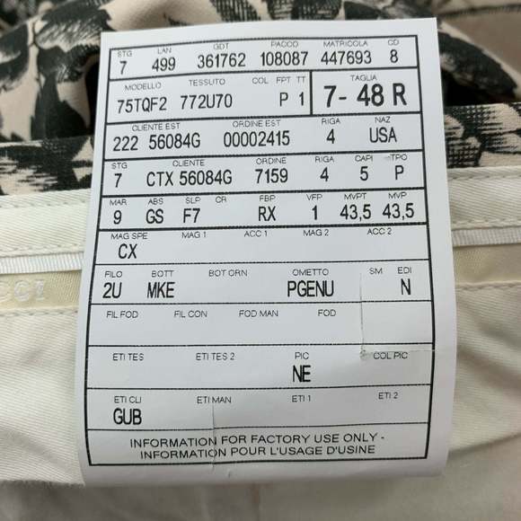 GUCCI Cream Black Floral Cotton Flat Front Dress Pants - Picture 7 of 7